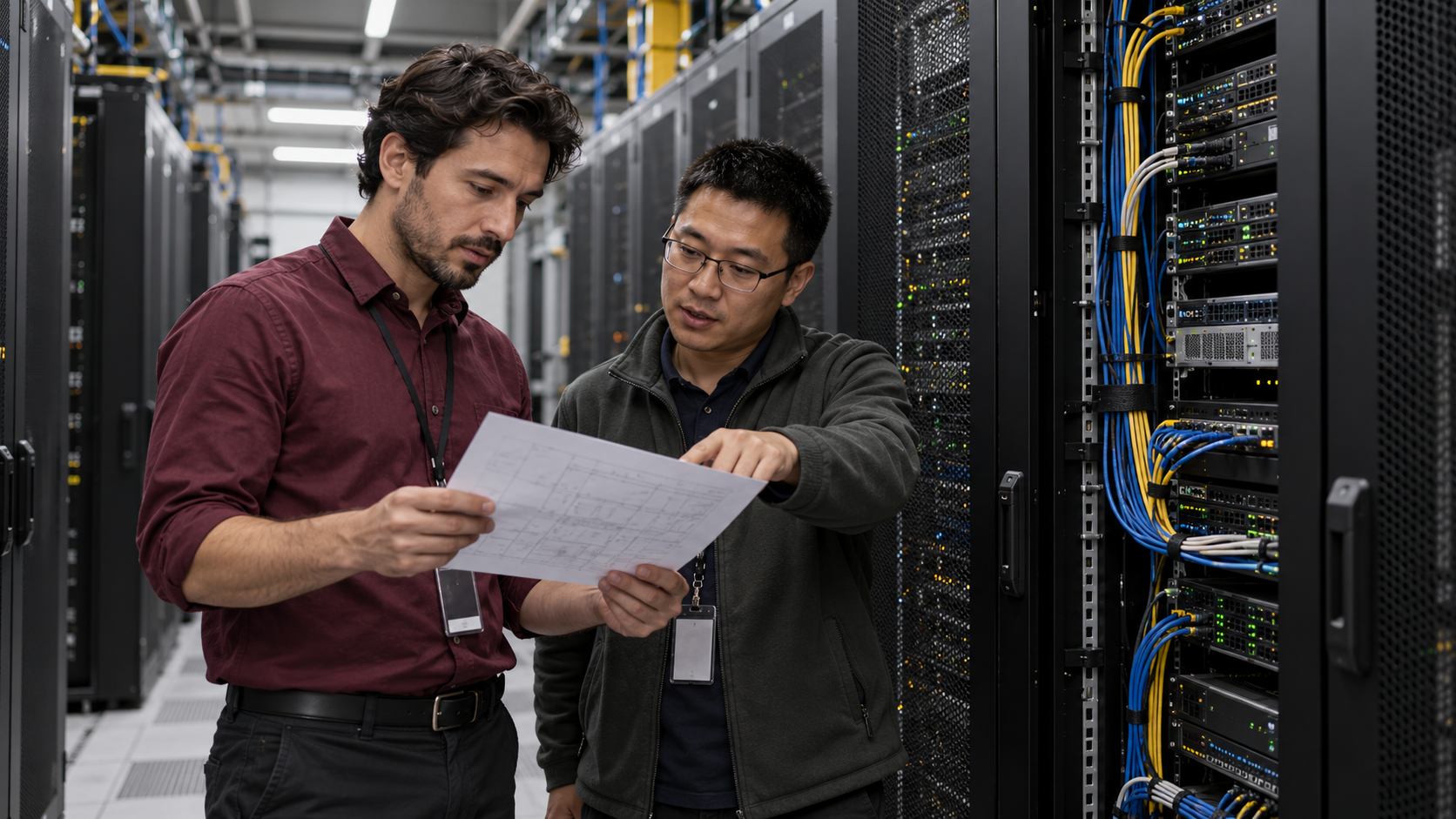 Engineers planning network infrastructure